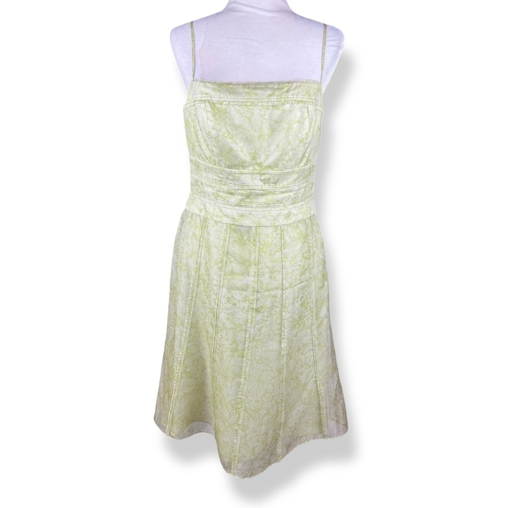Ann Taylor Silk Dress Womens Size 8 Green Forest Fairy Coquette Y2K 2000s Pastel